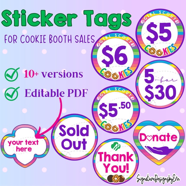Girl Scout Cookie Booth Signs, Girl Scout Printable Tags, Cookie Signs, Girl Scout PNG, Cookie Thank you, 2024, Instant Download
