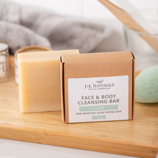 Lavender + Tea Tree | Calm Face & Body Soap Bar For Sensitive Skin | vegan face cleansing bar all natural skincare gifts for mom