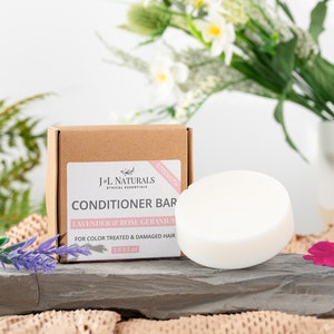 Lavender + Rose Geranium | Strength Conditioner Bar For Colored Hair | natural solid conditioner bar best vegan & cruelty free hair products