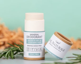 Rosmarin + Zedernholz | Mineralisches Reise-Deodorant | - Natürliche Deodorant-Tube für empfindliche Haut, kein Abfall, persönliches Pflegegeschenk für Sie