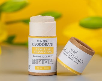 Vanille + Ylang Ylang | Mineralisches Deodorant in Reisegröße| Ganz natürliche und abfallfreie Körperpflege, backpulverfreie, vegane Reiseaccessoires