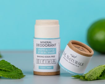 Peppermint + Bergamot | Mineral Deodorant Travel Sized | vegan deodozero waste travel essentials by JnLNaturals