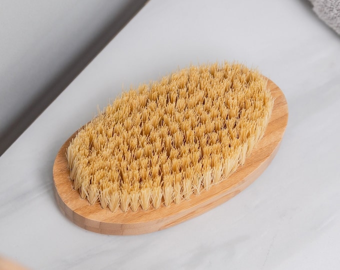 Exfoliating Dry Body Brush, Sisal Fiber Brush, Spa Gifts for Her, Natural Body Care, Bamboo Dry Massage Brush, Body Scrubber, Personal Care