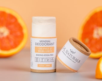 Orange + Bergamotte | Mineralisches Deodorant in Reisegröße | Natronfreier und veganer Deodorantstift für empfindliche Haut