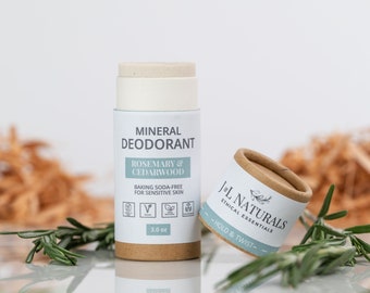 Rosemary + Cedarwood | Eco Friendly Mineral Deodorant | vegan moisturizing deodorant tubes for all skin types with all-day protection
