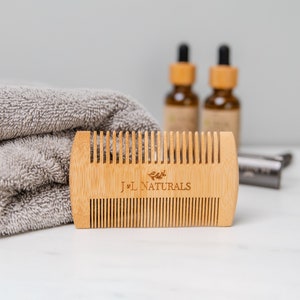 Bamboo Beard Comb, Groomsmen Gift, Double Sided Beard Comb, Wedding Gift, Best Man Gift, Mens Beard Care, Grooming Gift, Vegan Accessory