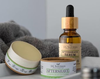 Aftershave Serum + Aftershave Balm | Mens Shaving Set Best Self Care Gift For Him |Natural Skincare For Men Unique Birthday Gift For Husband