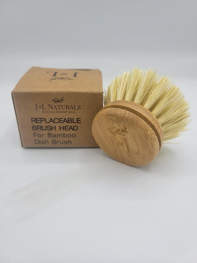 J&L Naturals Bamboo Dish Brush Refill Head - Thumbnail 2
