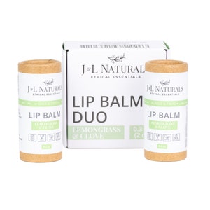 Vegan Lip Balm Tubes, Lip Gloss Bundle, Natural Lip Balm, Zero Waste Lip Care, Eco Friendly Lip Butter, Wedding Reception Gifts For Guests 2-Piece Duo