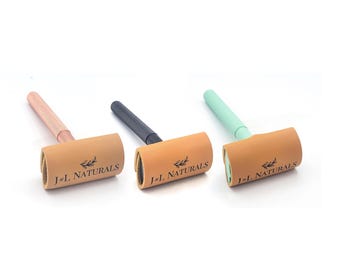 Vegan Leather Razor Cover, Razor Protector Case, Travel Accessory Gift, Safety Razor Case, Grooming Gift, Personal Care, Unique Gift For Him