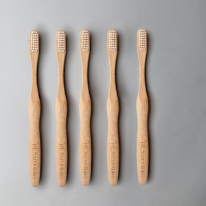 Bamboo Toothbrush Ergonomic Design with Curved Bristles Biodegradable, Zero Waste, Plastic Free Multiple Colors Available image 8
