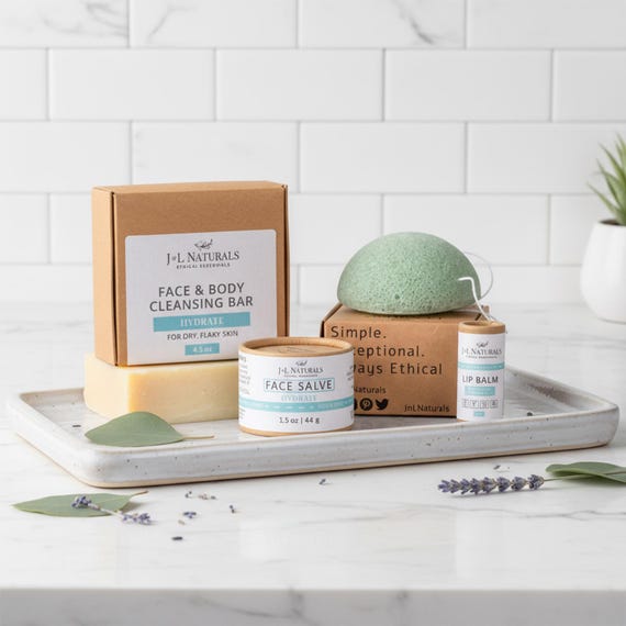 Beginner Skincare | Shea Butter + Sweet Almond Oil | Facial Care Kit For Dry Skin | hydrating self care gift box birthday gifts for her