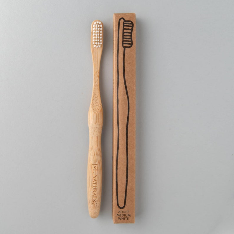 Bamboo Toothbrush Ergonomic Design with Curved Bristles Biodegradable, Zero Waste, Plastic Free Multiple Colors Available image 5