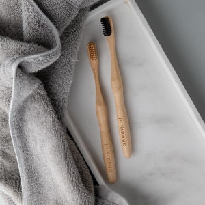 Bamboo Toothbrush Ergonomic Design with Curved Bristles Biodegradable, Zero Waste, Plastic Free Multiple Colors Available image 7