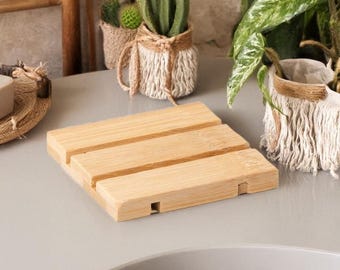 Jabonera para champú y acondicionador, jabonera de madera, jabonera autodrenante, jabonera, accesorios de baño, regalo para el hogar, ahorrador de jabón