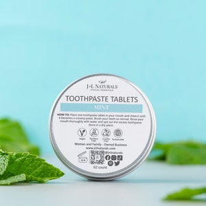 Mint Toothpaste Tablets, Zero Waste Toothpaste, Handmade Gift, Chew Tabs, Natural Tooth Tablets, Travel Oral Care, Eco Friendly Dental Tabs image 2