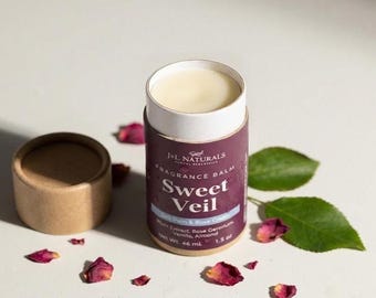 Prune + Géranium rosat | Stick parfumé solide Voile doux | Baume parfumé romantique parfum longue durée cadeaux uniques pour elle ou cadeaux de mariage