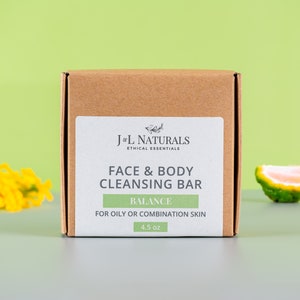Bergamot + Ylang Ylang | Face & Body Cleanser Soap Bar For Oily, Combination Skin | balancing facial soap best travel or camping accesories