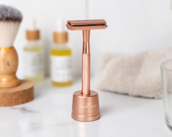 Razor Set - Razor + 5 Blades + Stand + FREE Razor Cover - Stainless Steel Safety Razor, Reusable Razor Set, Plastic Free Razor, Zero Waste