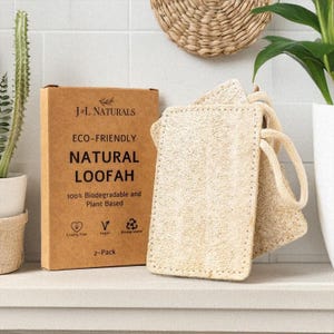 Natural Loofah Sponge Set, Eco Friendly Loofah Pad, Bath & Shower Loofahs, Biodegradable Loofah, Body Scrubber, Exfoliating Sponge, Summer
