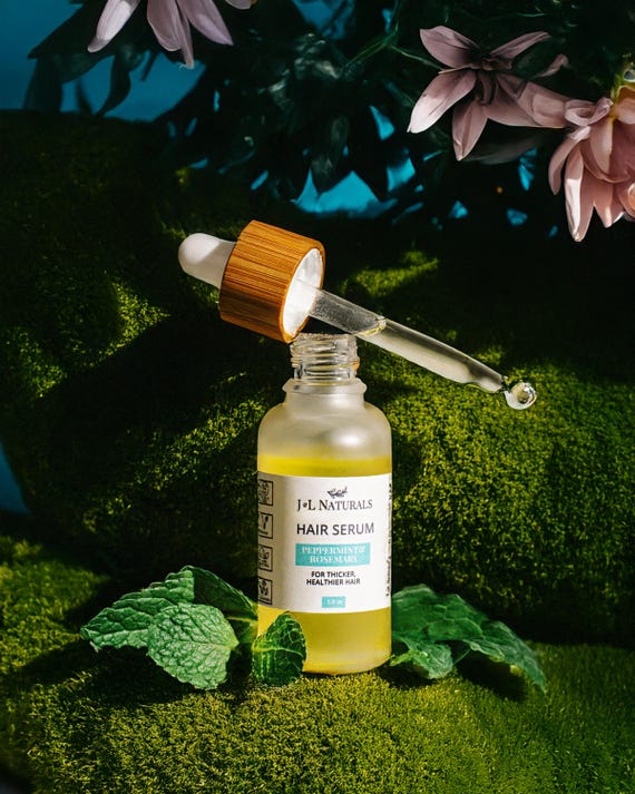 Peppermint + Rosemary | Hair Growth Serum For Normal To Thin Hair | all natural leave in or pre shower hair oil vegan hair care products