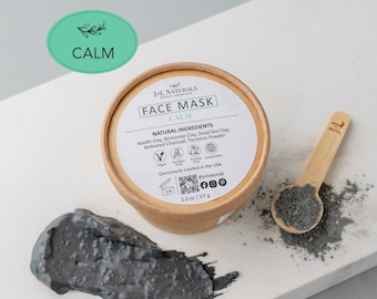 Kaolin Ton + Aktivkohle | Maske aus Ton | beruhigende Gesichtsmaske aus Tonerde natürliche vegane Hautpflege für empfindliche Haut | Geschenk im Sommerstil