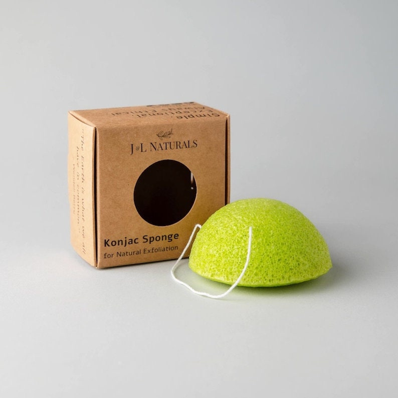 Green Mint | Konjac Sponge | Zero Waste Exfoliating Sponge for Oily ...