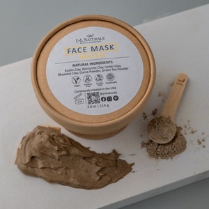Kaolin Clay + Bentonite Clay + Green Tea Powder | Vegan Face Mask Skincare | natural zero waste clay mask unique spa gift for bridesmaids