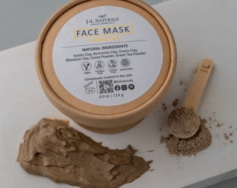 Argile kaolin + Argile bentonite + Poudre de thé vert | Masque visage Soins de la peau | Masque naturel à l'argile zéro déchet, cadeau spa unique pour elle