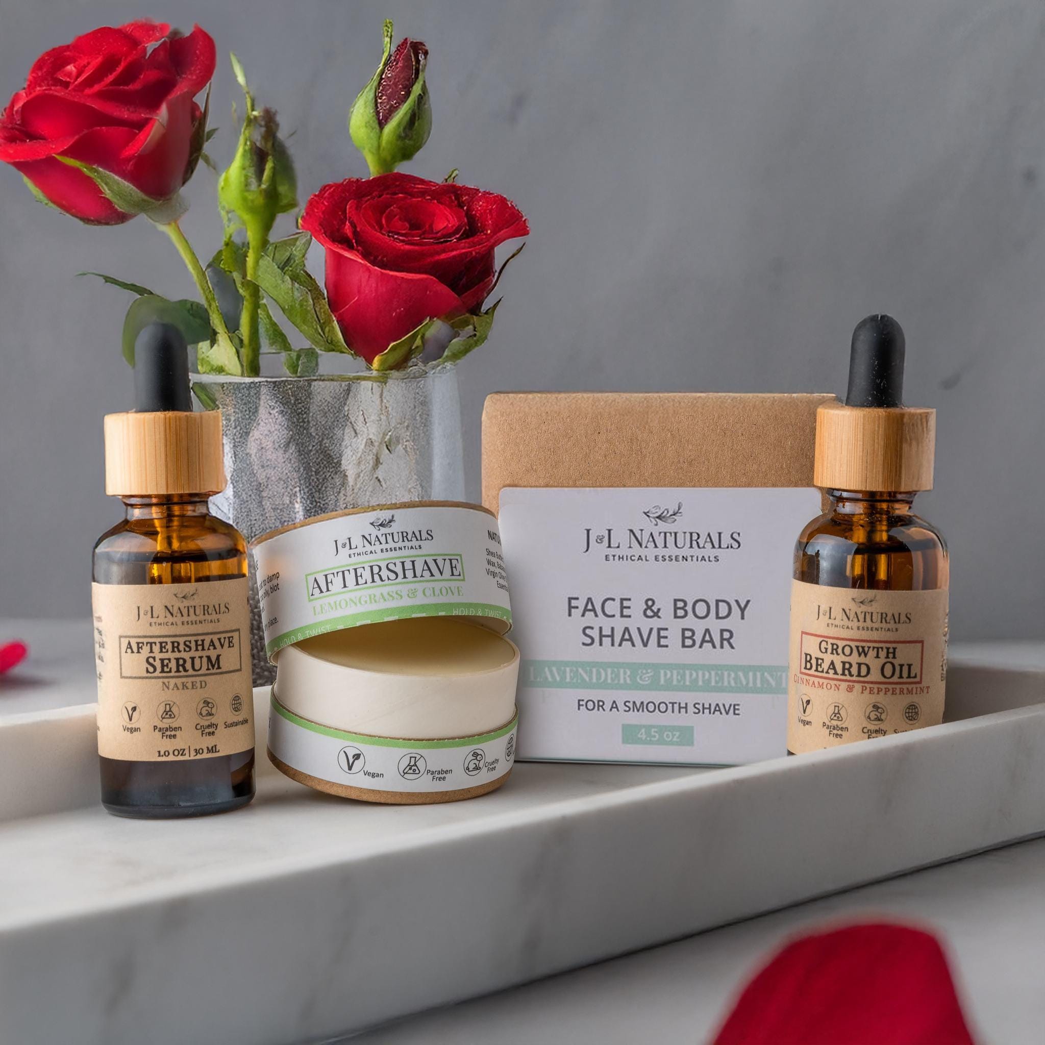 Father Of The Groom Gift | Beard Oil + Aftershave Serum + Aftershave Balm + Natural Shave Soap |Best Man Gift, Mens Shaving Kit, Grooming