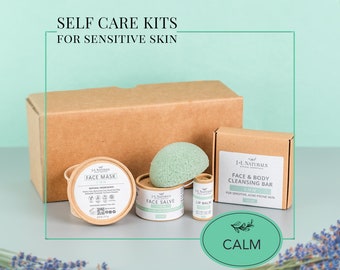 Self Care Gifts Boxes & Basket For Sensitive Skin | Tea Tree Essential Oil + Kaolin Clay | graduation gift box | vegan skin care spa basket