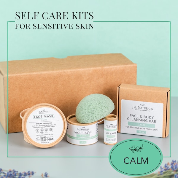 Tea Tree Essential Oil + Kaolin Clay | Self Care Gift Boxes And Basket For Sensitive Skin | vegan skin care zero waste starter kits for mom