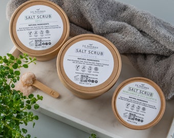 Bergamot + Eucalyptus | Salt Body Scrub | natural exfoliating body scrub with Himalayan and Dead Sea salt unique spa gifts for Mothers Day