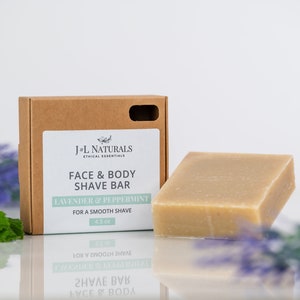 Natural Shave Soap Available in Naked (unscented) or Lavender + Peppermint | vegan face and body shaving soap bar suitable for men and women