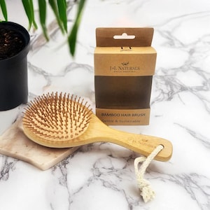 Bamboo Hair Brush, Plastic Free Hair Care, Wood Detangling Hairbrush, Zero Waste Gift, Travel Accessory Gift, Natural Hair Care,Gift For Her
