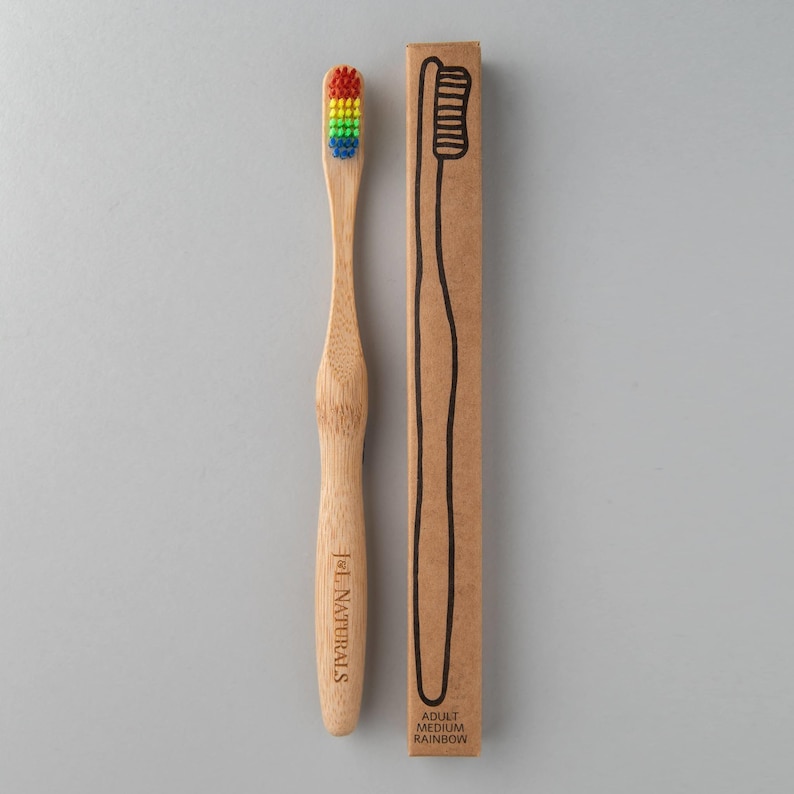 Bamboo Toothbrush Ergonomic Design with Curved Bristles Biodegradable, Zero Waste, Plastic Free Multiple Colors Available image 1