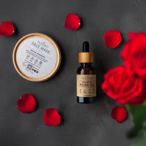 Best Man Gift | Mens Beard Care Gift Set | Beard Oil + Face Mask | Grooming Gifts For Men, Wedding Gift, Vegan Mens Skincare, Beard Care