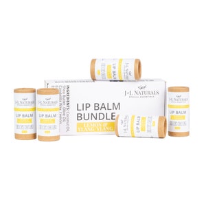 Vegan Lip Balm Tubes, Lip Gloss Bundle, Natural Lip Balm, Zero Waste Lip Care, Eco Friendly Lip Butter, Wedding Reception Gifts For Guests 5-Piece Bundle