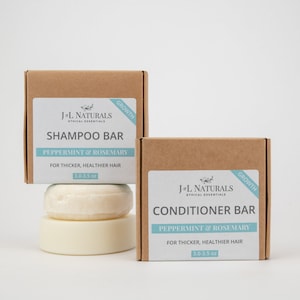 Peppermint + Rosemary | Hair Growth Shampoo And Conditioner Set | vegan hair care set for thicker hair unique travel gift for her