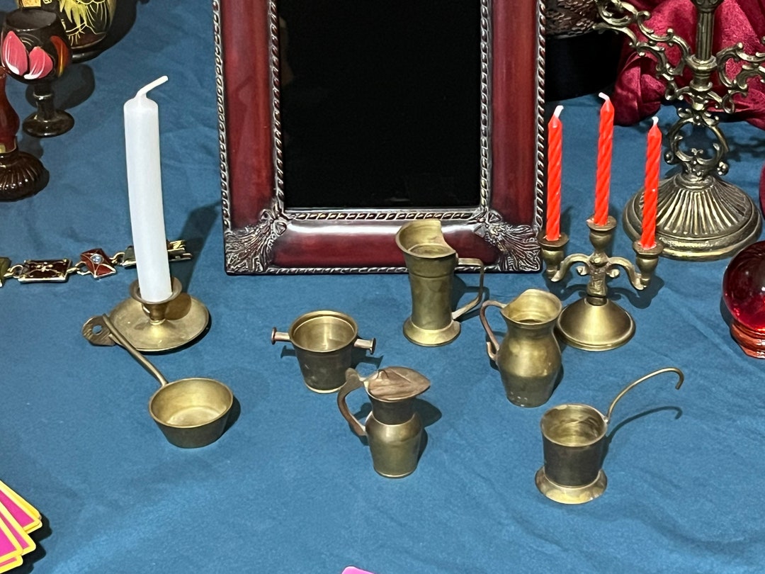 Altar Ware 8 Piece Mini Brass Set With Mini Candle Holder - Etsy