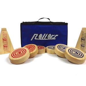 Rollors Outdoor Yard Game - All Wood Backyard Game Combining Horseshoes, Bocce Ball & Bowling