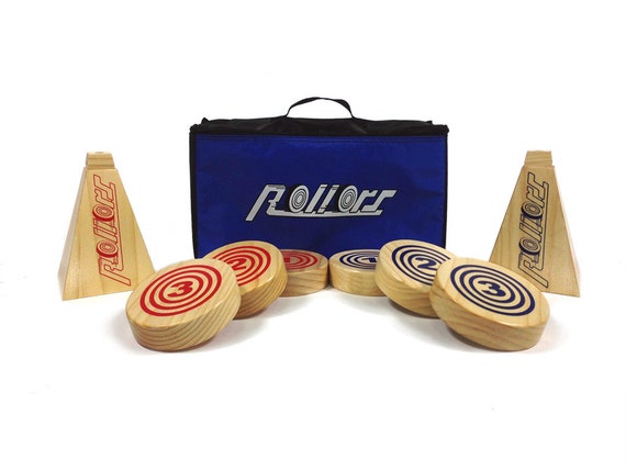 Rollors Outdoor Yard Game All Wood Backyard Game Combining Horseshoes,  Bocce Ball & Bowling 