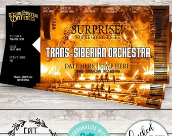 Trans-Siberian Orchestra | Event Tickets | Editable | Memory Keepsake