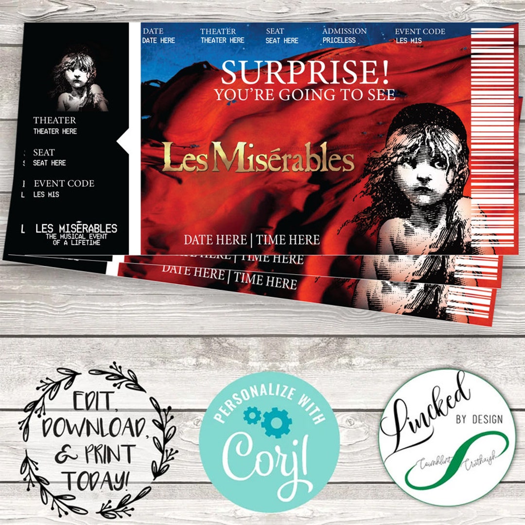 Miserable Event Les Miserables | Event Tickets - Etsy