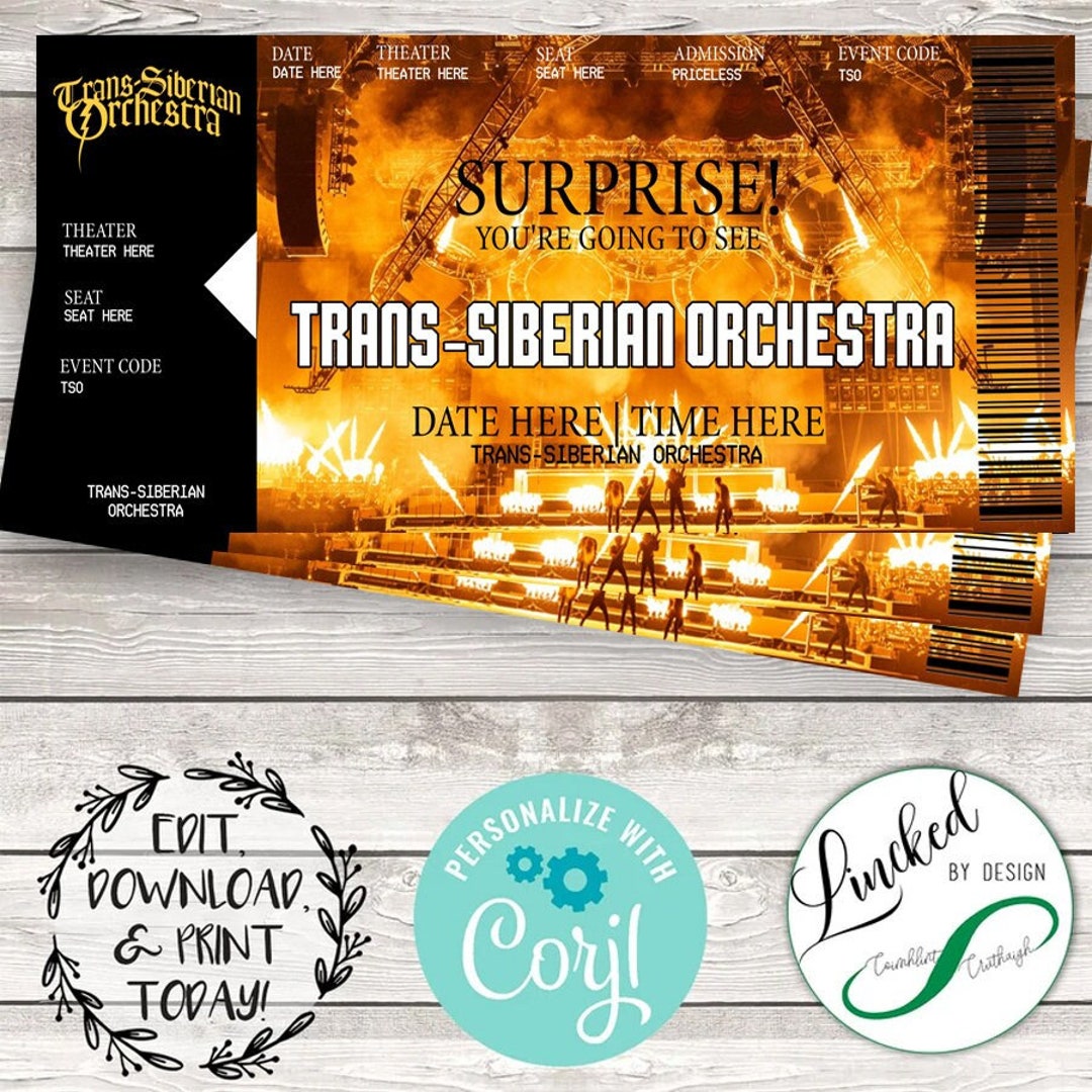 Transsiberian Orchestra Event Tickets Editable Memory Etsy