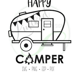 Happy Camper SVG en gesneden bestanden Cricut en silhouet