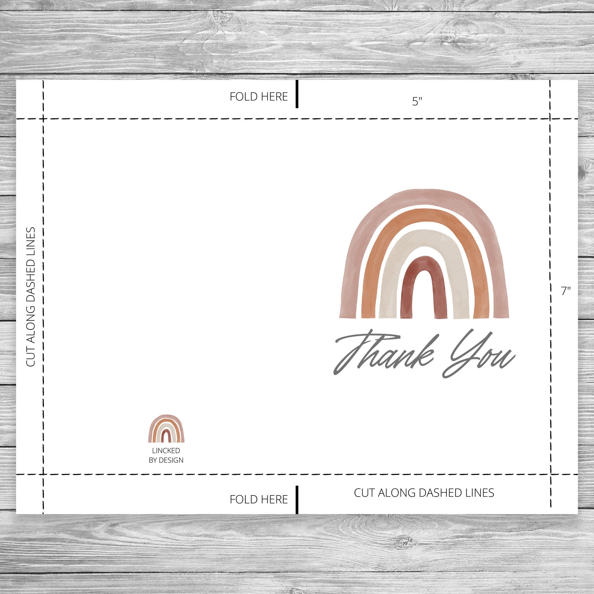 Printable Thank You Card, • INSTANT DOWNLOAD • 5x7 Notecard, Download ...