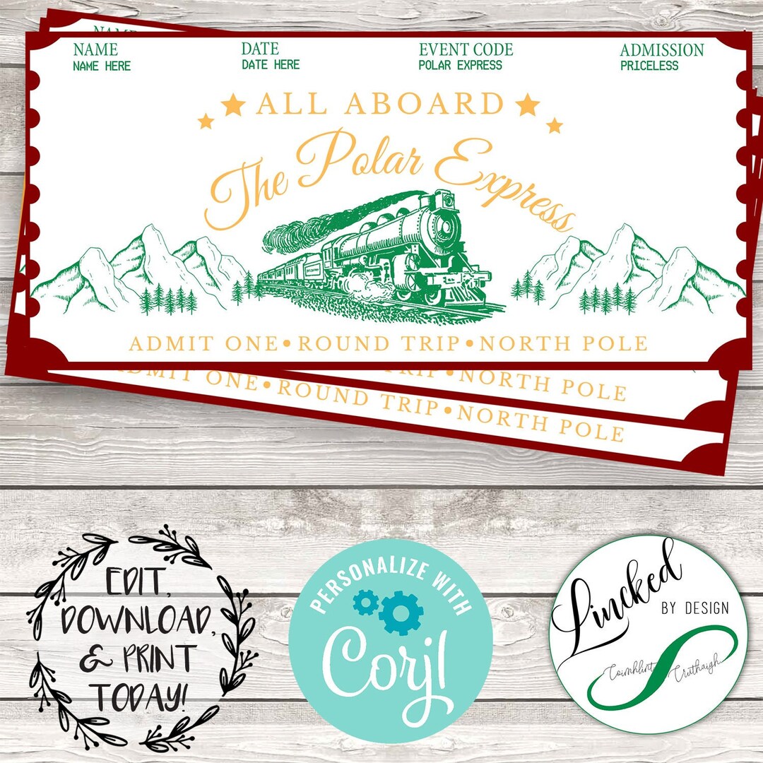 Editable the Polar Express Ticket | Event Tickets | Editable - Etsy