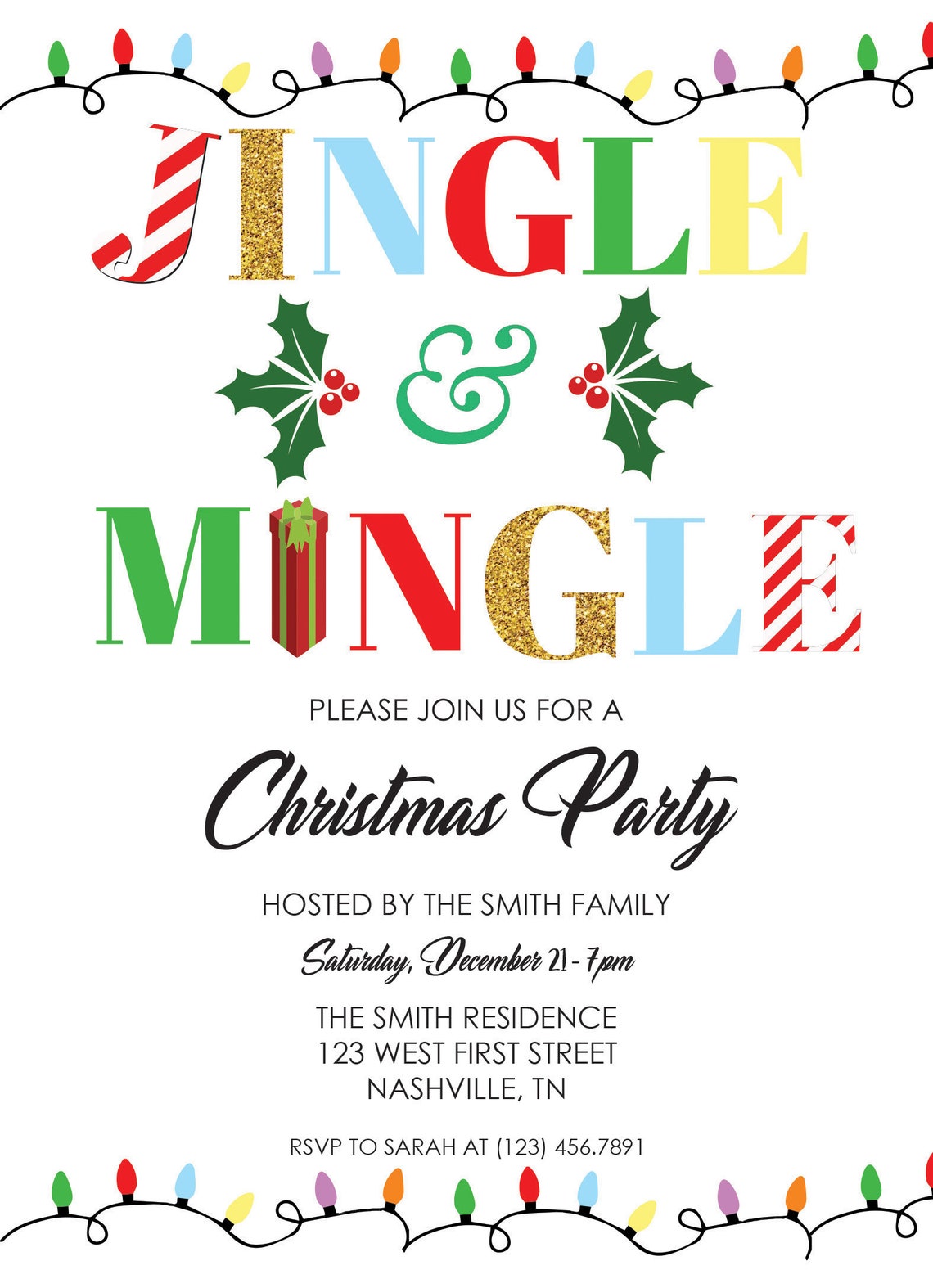 Jingle &amp; Mingle Christmas Party Invitation Digital Download | Etsy