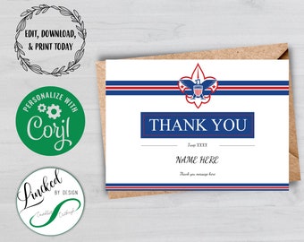 Eagle Scout Court of Honor Custom Thank You Card | EDITABLE | Digital Download